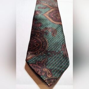 Milana Paisley Silk Tie in Green and Brown